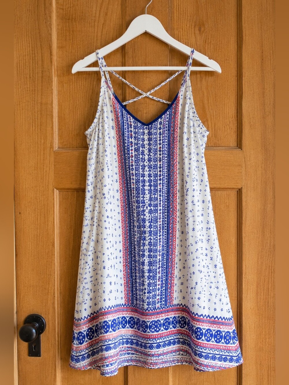 NWT AQUA Bohemian Summer Slip Dress Coastal Americana Festival Dress Size L